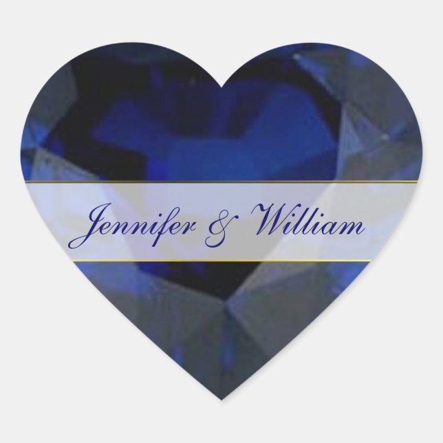 Sapphire Heart Custom Wedding Sticker (Vorderseite)