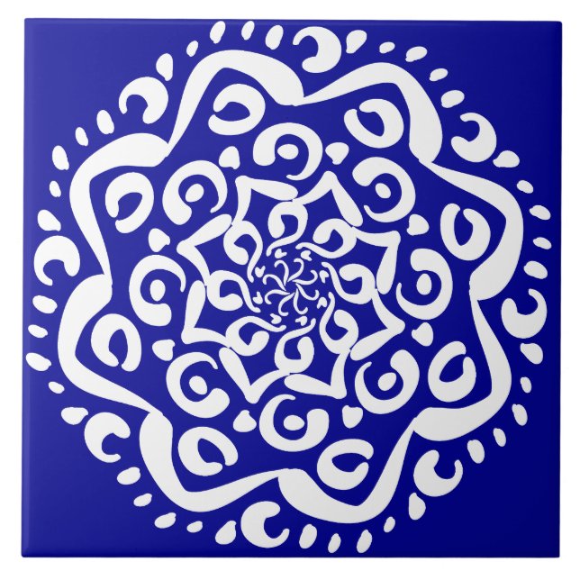 Sapphire Mandala Fliese (Vorderseite)