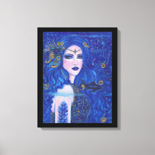 Sapphire Mermaid mit Goldakzenten von Renee Lavoie Leinwanddruck