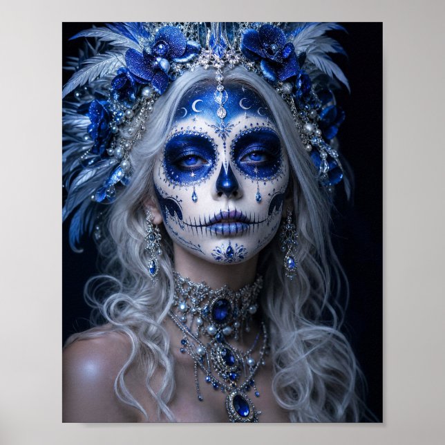 Sapphire Moon Calavera – Blauer himmlischer Tag de Poster (Vorne)
