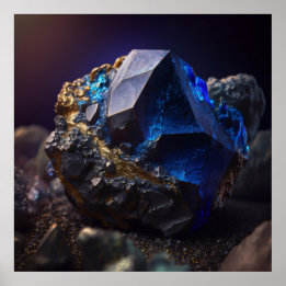 Sapphire Ore Macro Poster - Metamorphe Rock Print