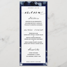 Sapphire Peony Wedding Dinner Menu Menükarte
