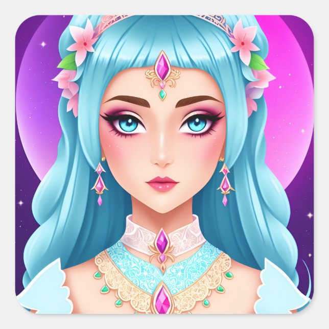 Sapphire Princess Portrait Sticker Design (Vorderseite)