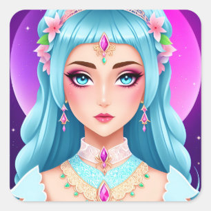Sapphire Princess Portrait Sticker Design