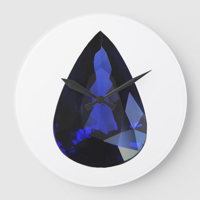 Sapphire September Birthstone Blue Große Wanduhr (Vorderseite)