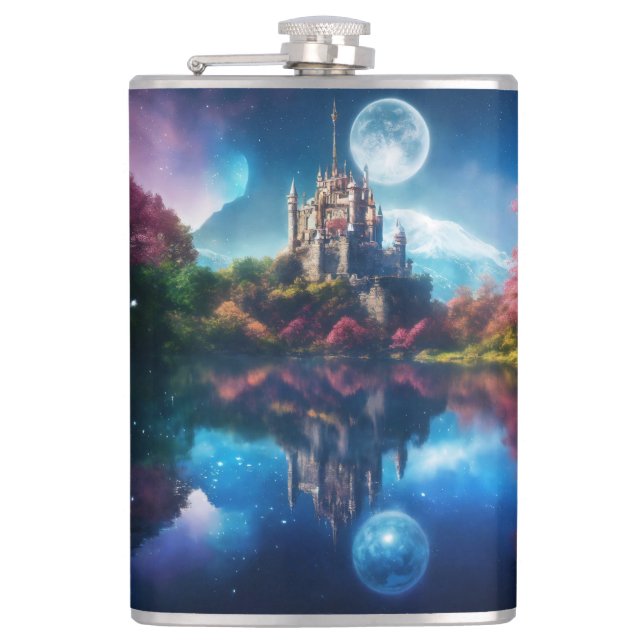 "Sapphire Serenity: Vinyl-Wrapped Elixir Flask" Flachmann (Vorderseite)