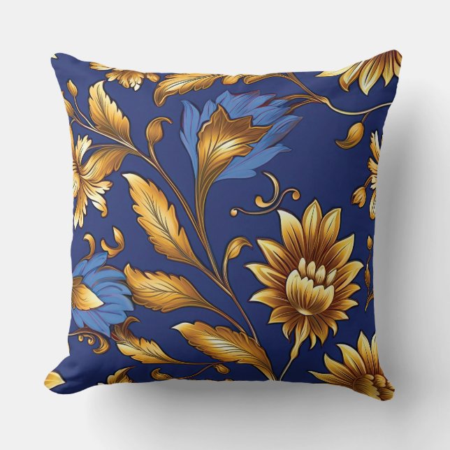 Sapphire Starlit Symphony Botanical Kissen (Vorderseite)