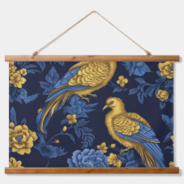 Sapphire Starlit Symphony Botanical Wandteppich Mit Holzrahmen