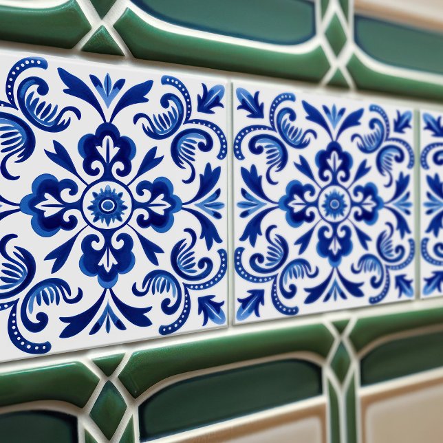 Sapphire Talavera Lissabon Gemusterte Keramik Desi Fliese (Von Creator hochgeladen)
