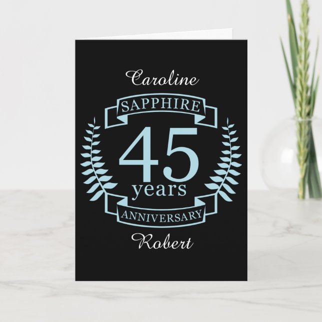 Sapphire Traditionelles 45. Hochzeitstag Karte (Vorderseite)