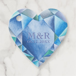 Sapphire Wasserfarbenherz 45. Hochzeitstag Geschenkanhänger