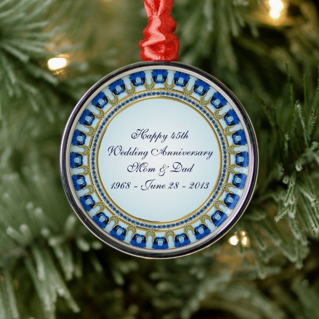 Sapphire Wedding Anniversary Ornament Aus Metall (Baum)