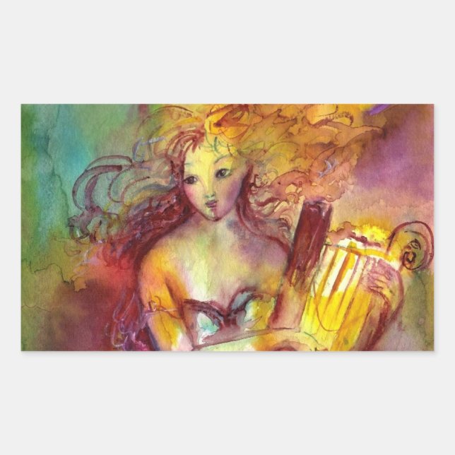 SAPPHO, TANZEN, MUSIK UND POETRY RECHTECKIGER AUFKLEBER (Vorderseite)