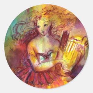 SAPPHO, TANZEN, MUSIK UND POETRY RUNDER AUFKLEBER