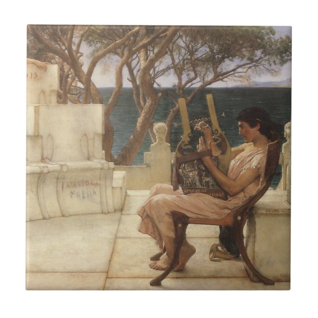 Sappho und Alcaeus von Sir Lawrence Alma Tadema Fliese (Vorderseite)