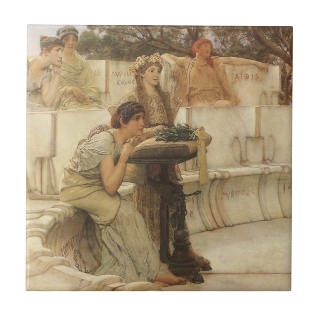 Sappho und Alcaeus von Sir Lawrence Alma Tadema Fliese (Vorderseite)