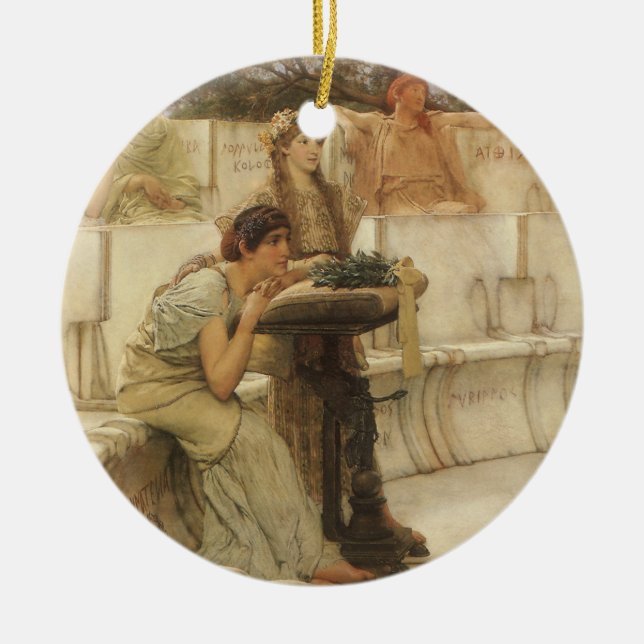 Sappho und Alcaeus von Sir Lawrence Alma Tadema Keramikornament (Vorne)