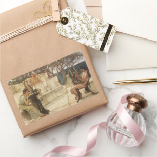 Sappho und Alcaeus von Sir Lawrence Alma Tadema Rechteckiger Aufkleber