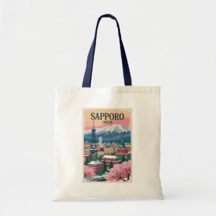 Sapporo Japan Illustration Reise Kunst Vintage Tragetasche