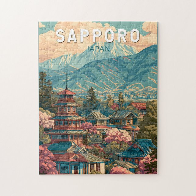 Sapporo Japan Travel Art Vintage Puzzle (Vertikal)