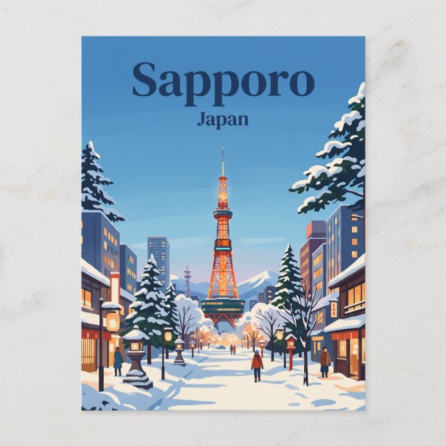 Sapporo, Japan, Winter Postkarte (Vorderseite)