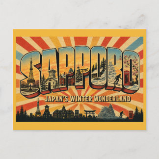 Sapporo Japan Winter Wonderland Vintage Reise Kuns Postkarte