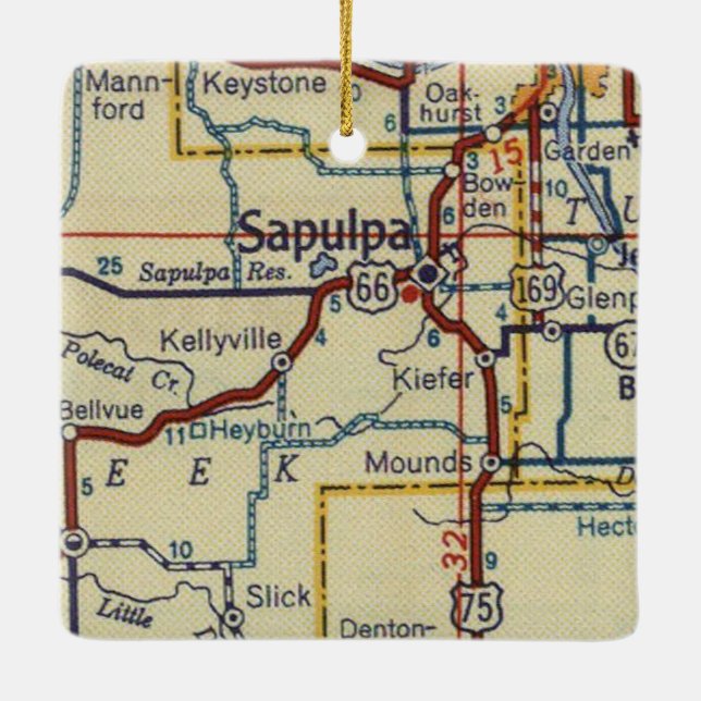 Sapulpa Oklahoma Retro Keramikornament (Rückseite)