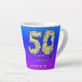 Sara 50th Anniversary Hearts Blue Lila Latte Tasse