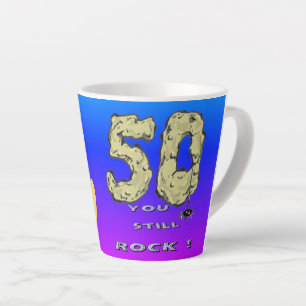 Sara 50th Anniversary Hearts Blue Lila Latte Tasse