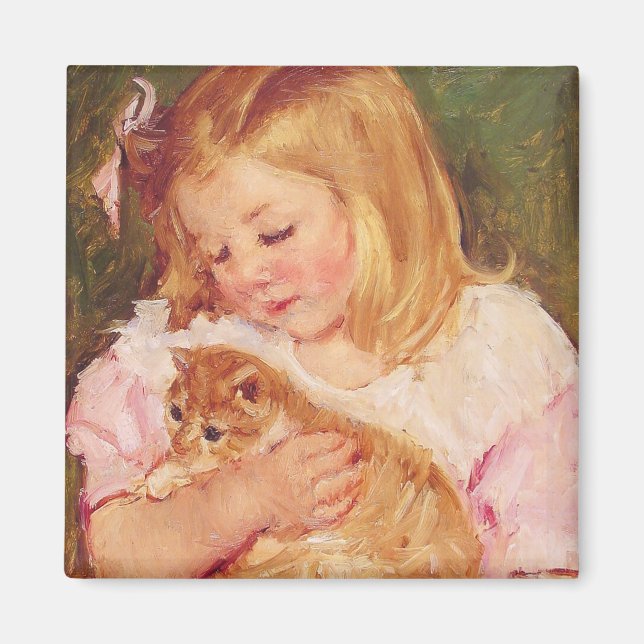 Sara Holding a Cat | Mary Cassatt Magnet (Vorne)