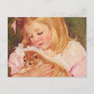 Sara Holding a Cat, Mary Cassatt Postkarte