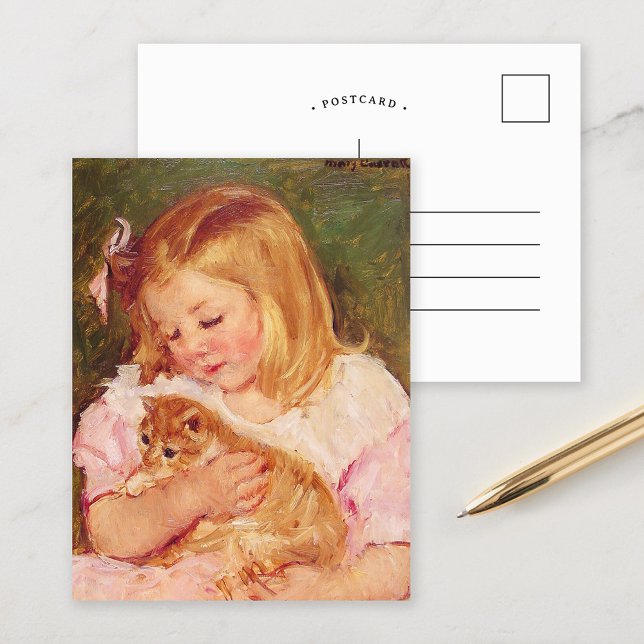 Sara Holding a Cat | Mary Cassatt Postkarte (Von Creator hochgeladen)
