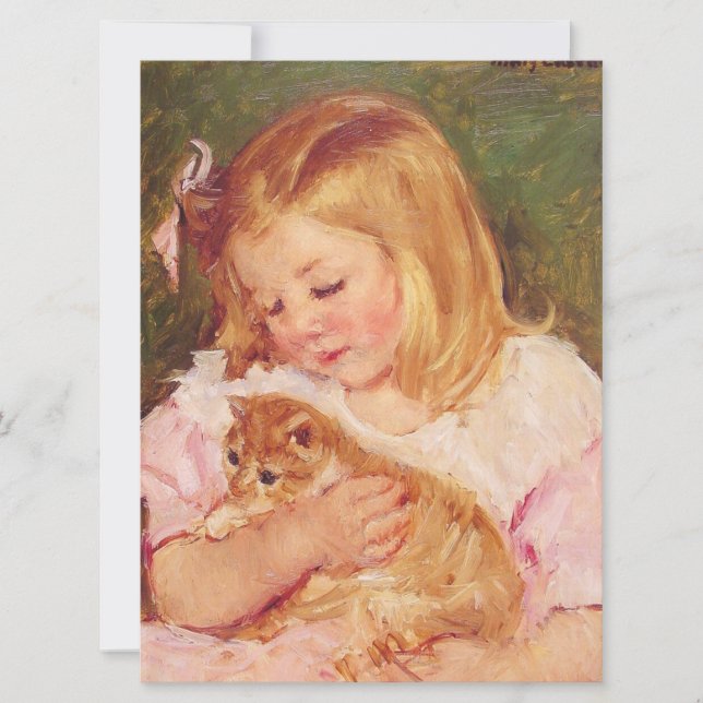 Sara Holding a Cat (von Mary Cassatt) Karte (Vorderseite)