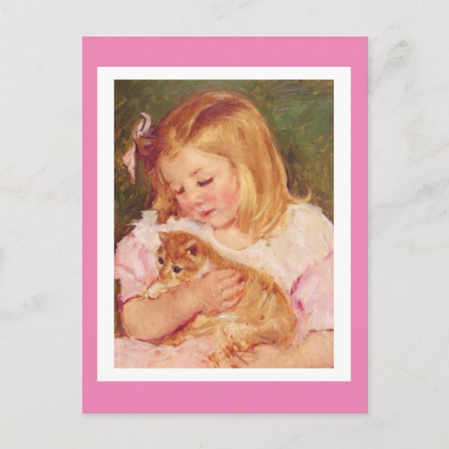 Sara Holding a Cat, von Mary Cassatt, Postkarte (Vorderseite)