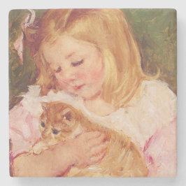 Sara Holding a Cat (von Mary Cassatt) Steinuntersetzer