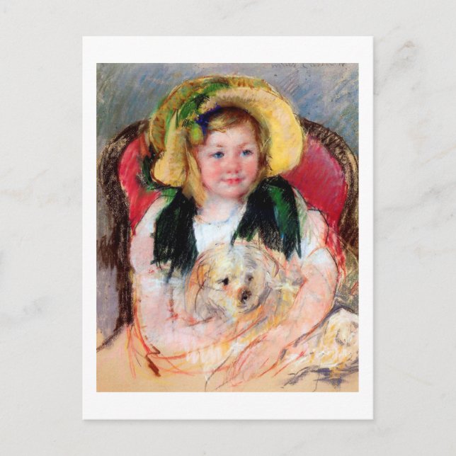 Sara mit ihrem Hund, Cassatt Postkarte (Vorderseite)