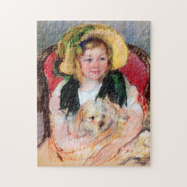 Sara mit ihrem Hund, Cassatt Puzzle (Vertikal)