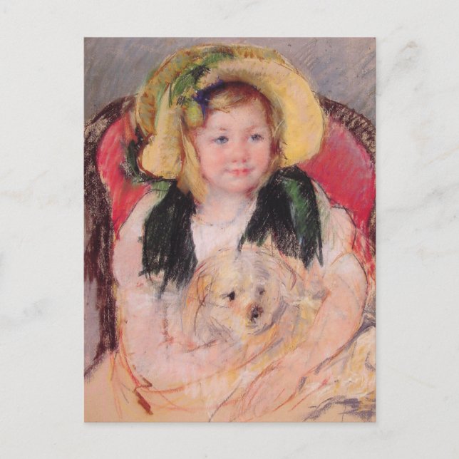 Sara mit ihrem Hund (von Mary Cassatt) Postkarte (Vorderseite)