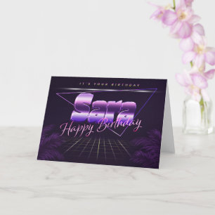Sara Name Vorname lila retro Karte Geburtstag