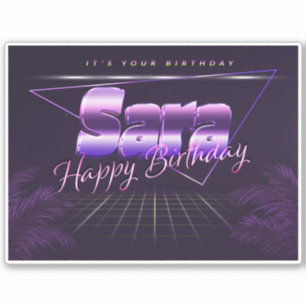 Sara Name Vorname lila retro Sticker Geburtstag