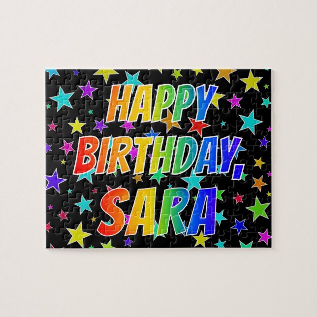 "SARA" Vorname, Spaß "GLÜCKLICHER GEBURTSTAG" Puzzle (Horizontal)
