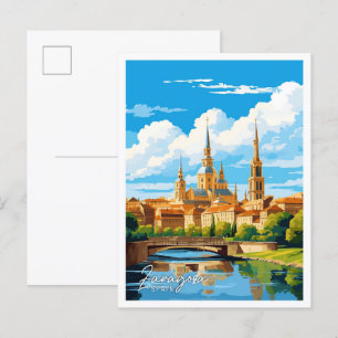 Saragossa Spanien Kunst Vintage-Reiseillustration Postkarte