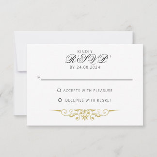Sarah - Antikes Gold Formelles Hochzeits- RSVP Karte