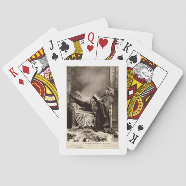 Sarah Bernhardt (1844-1923) als Hamlet 1899 Spielkarten (Rückseite)