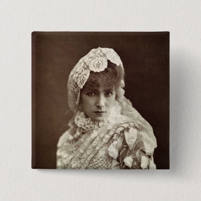 Sarah Bernhardt in der Rolle von Marion Delorme Button (Vorderseite)
