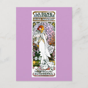 Sarah Bernhardt, La Dame aux Camélias, Mucha Fein Postkarte