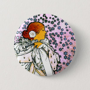 Sarah Bernhardt, La Dame aux Camélias, Mucha Fine Button