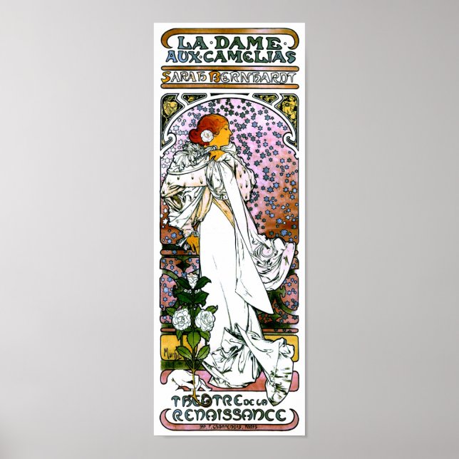 Sarah Bernhardt, La Dame aux Camélias, Mucha Fine Poster (Vorne)