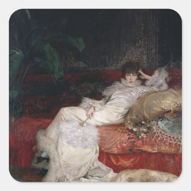 Sarah Bernhardt Quadratischer Aufkleber (Vorderseite)