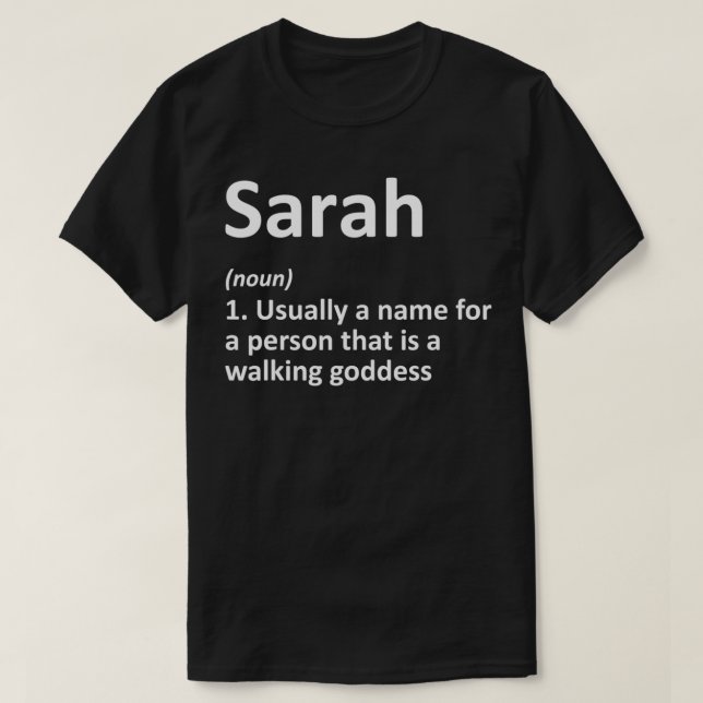SARAH Definition Personalized Name Funny Birthday  T-Shirt (Design vorne)